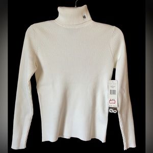 Lauren Ralph Lauren Cotton Turtleneck Winter White Petite S